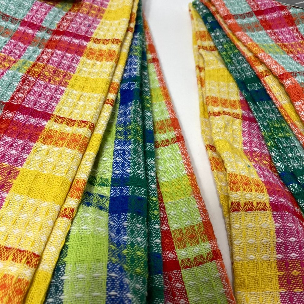 100% Cotton Kitchen Towels Waffle Spring Colors Pink Yellow Green - Picture 9 of 13